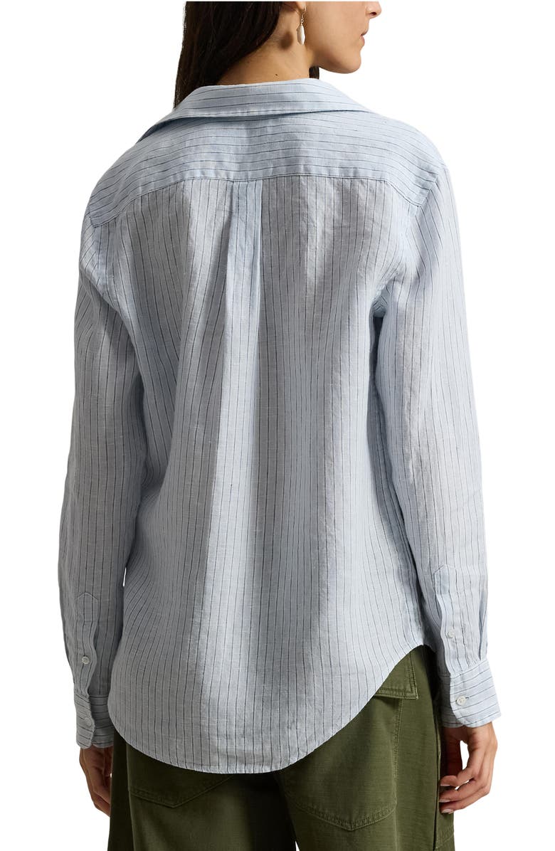 Polo Ralph Lauren Classic Fit Stripe Linen Button-Up Shirt, Alternate, color, Light Blue White