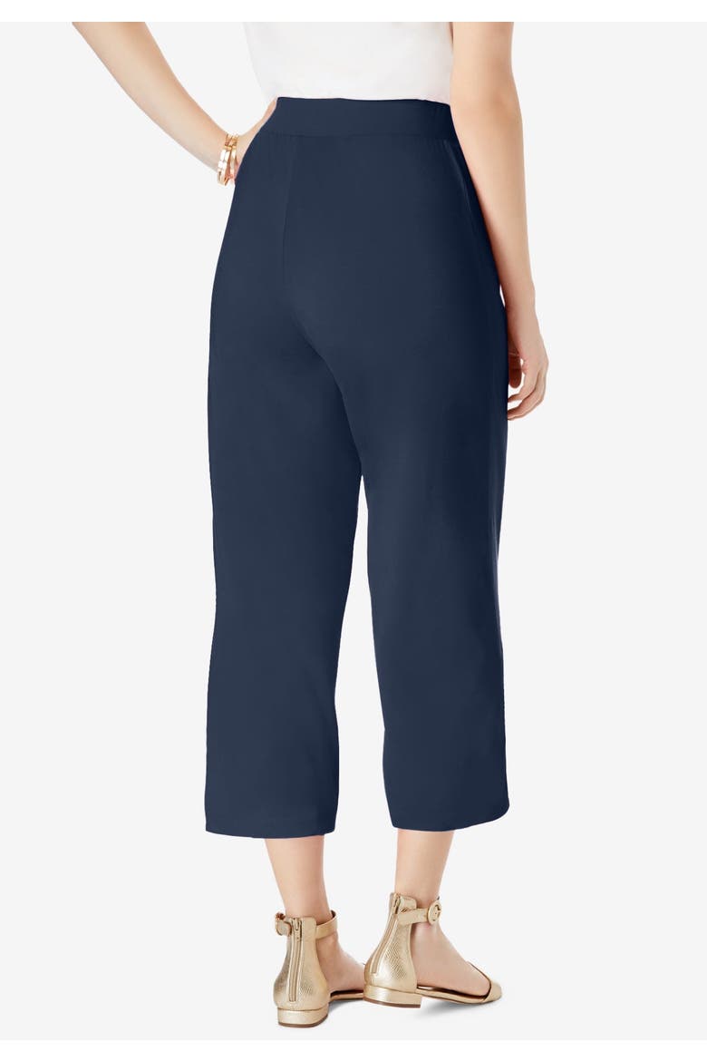 Everyday Stretch Knit Wide Leg Crop Pant, Alternate, color, NAVY