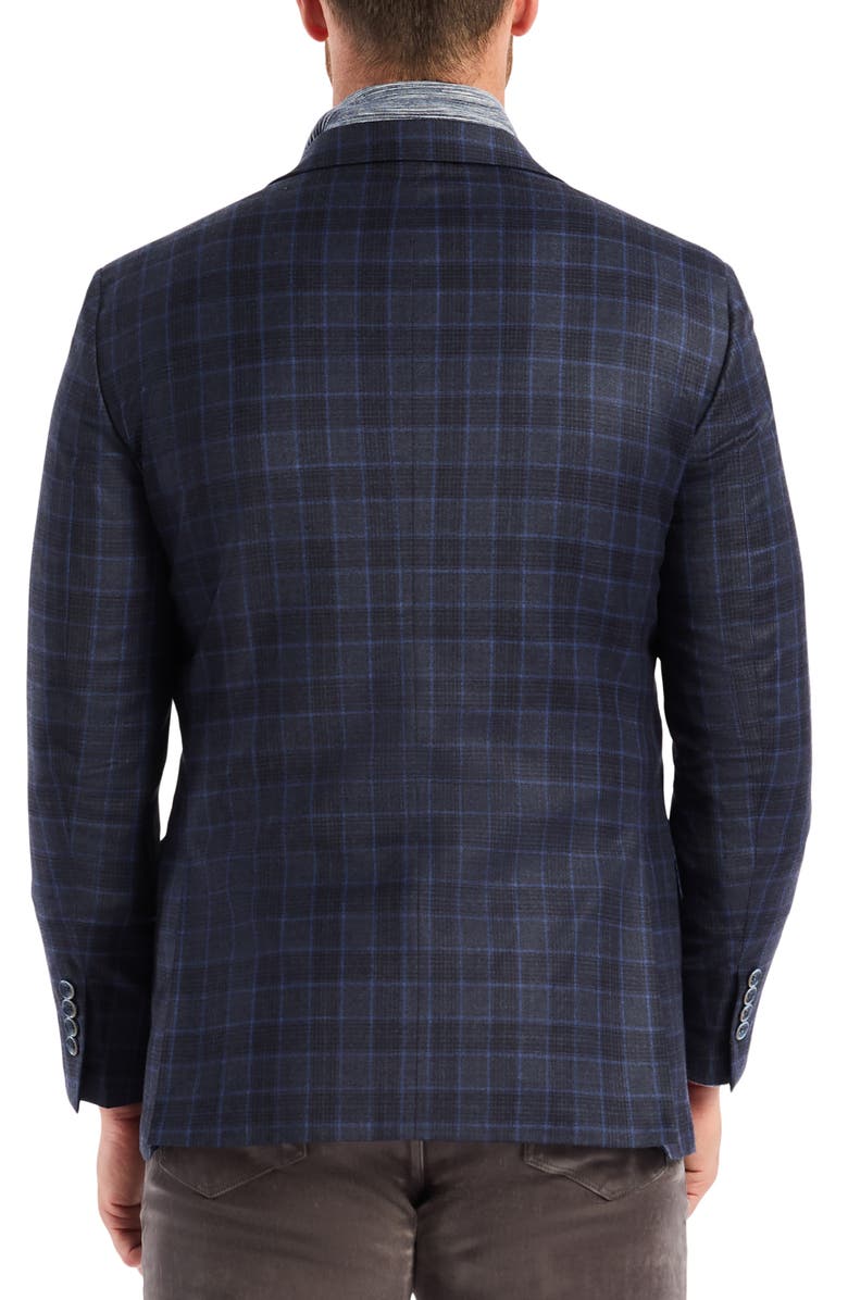 Robert Graham Kipton Windowpane Plaid Wool Blend Sport Coat, Alternate, color, Navy