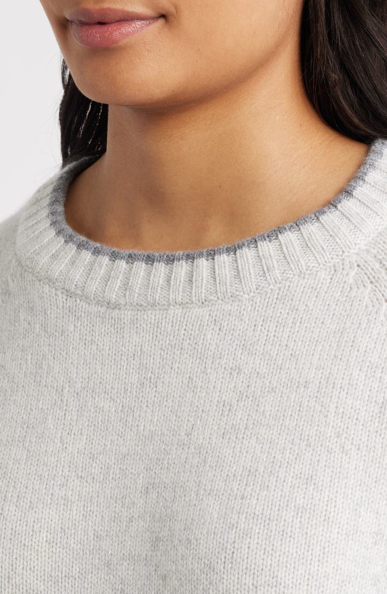 MARGARET O'LEARY Mendocino Tipped Cashmere Crewneck Sweater, Alternate, color, Fog Combo