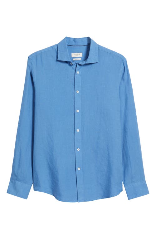 Bugatchi Axel Shaped Fit Linen Button-up Shirt In Classic Blue