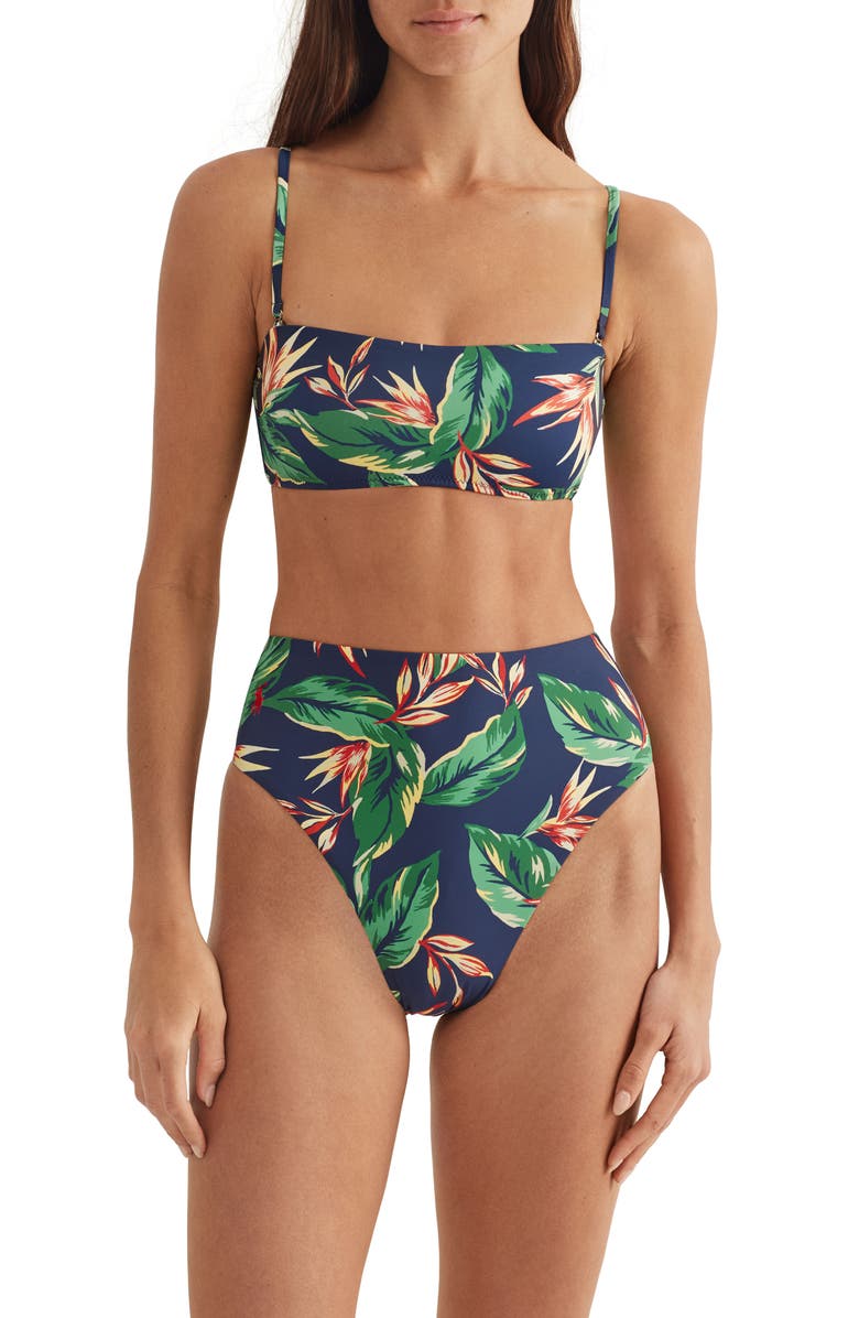 Polo Ralph Lauren High Waist Bikini Bottoms, Alternate, color, Blue Multi