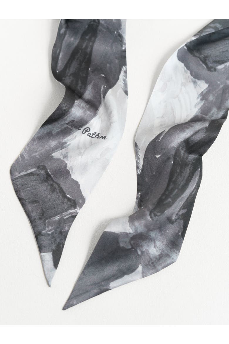 "Himalaya" Silk Neck Bow Scarf, Alternate, color, Grey