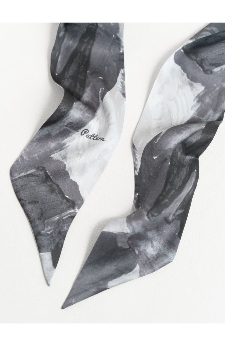 Lost Pattern "Himalaya" Silk Neck Bow Scarf, Alternate, color, Grey