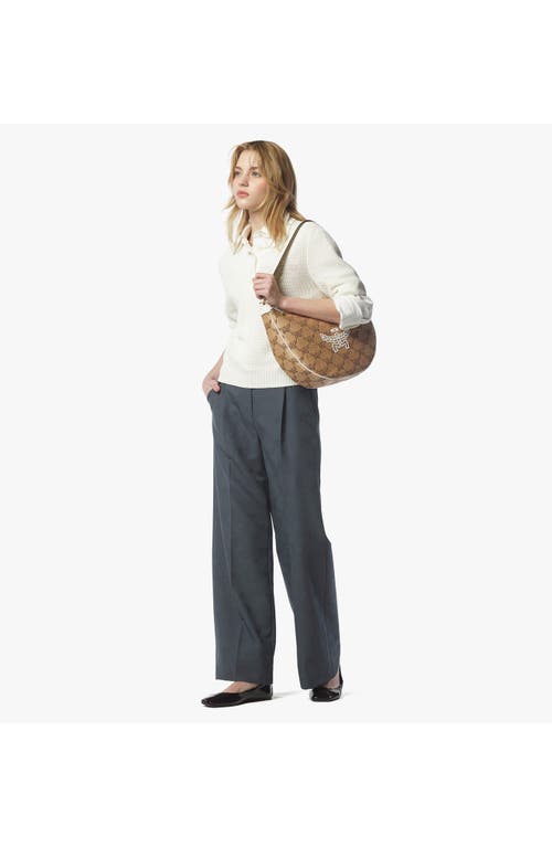 Mcm Women Embroidered Raffia Himmel Ascending Moon Shoulder Bag In Beige
