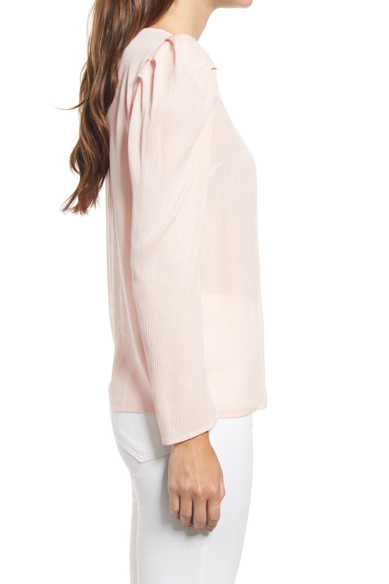 Pleated Sleeve Top, Alternate, color, BLUSH