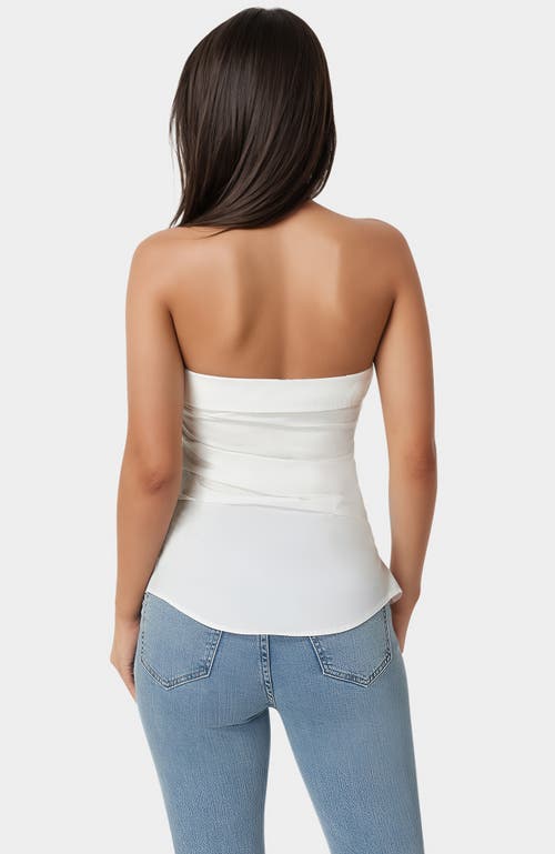 Bebe Ruched Asymmetric Top In White