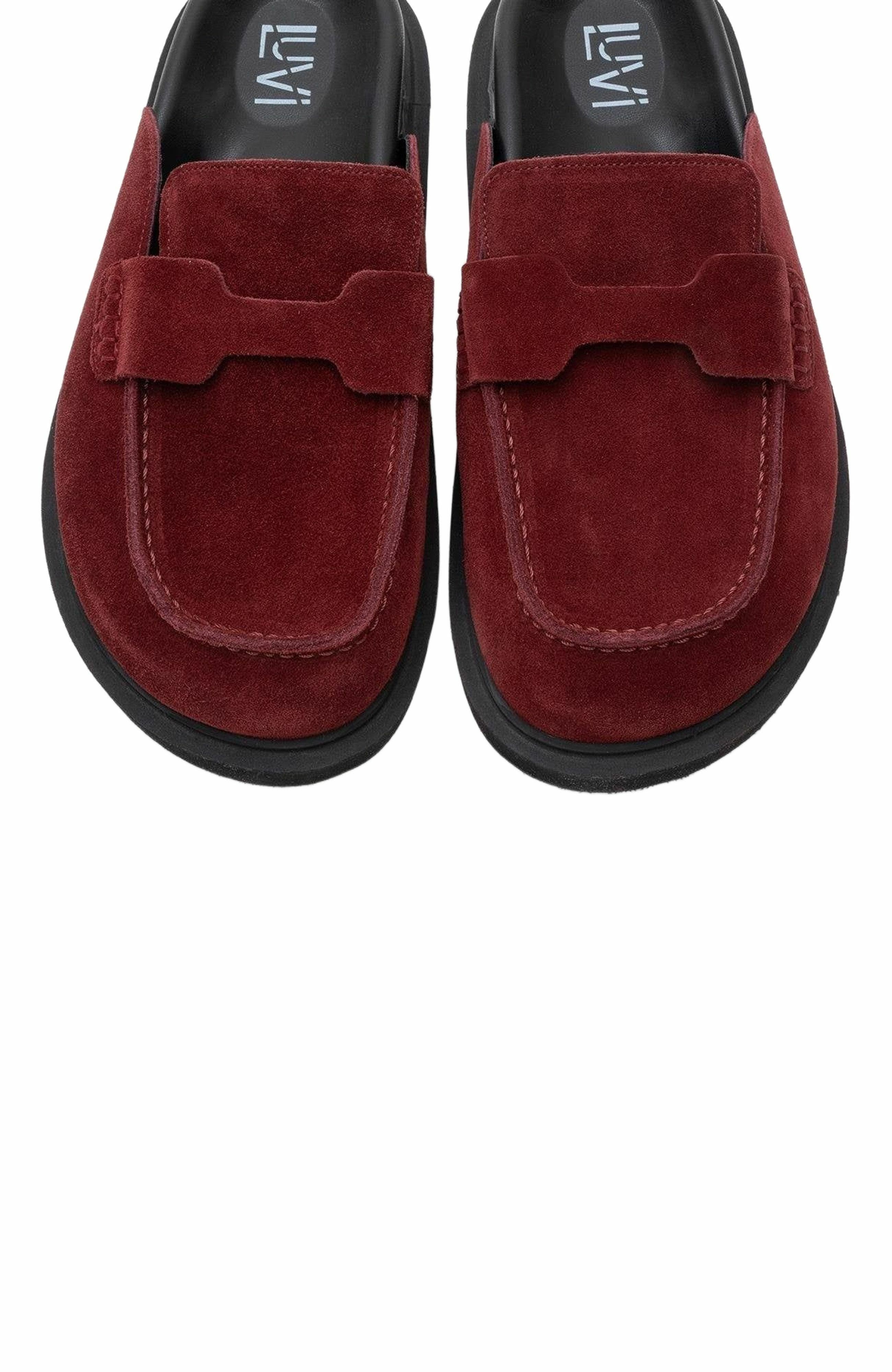 Laven Suede Leather Clogs, Alternate, color, Burgundy Suede Leather