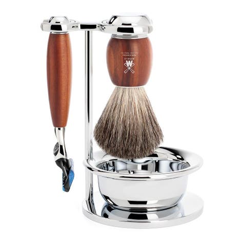 Vivo Plumwood 4-Piece Pure Badger & Fusion Shaving Set