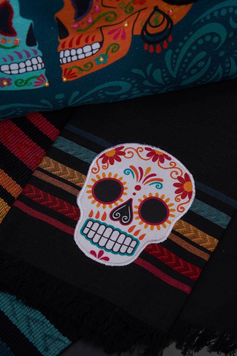 Sugar Face Stripe 100% Cotton Flour Sack Dishtowel, Alternate, color, Black