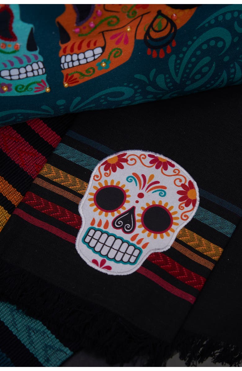 C&F Home Sugar Skull Stripe Towel, Alternate, color, Black
