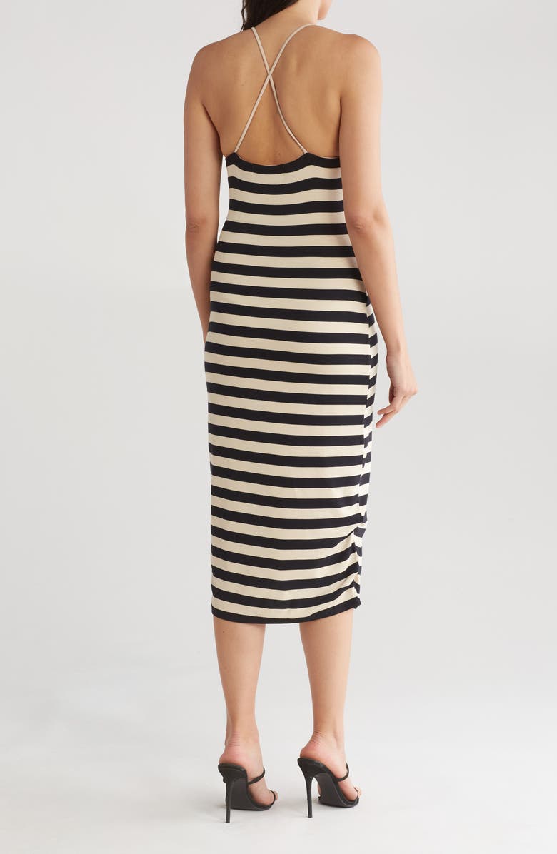Rachel Parcell Stripe Side Slit Knit Midi Dress, Alternate, color, 