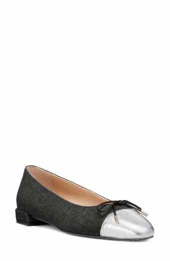 Stuart Weitzman Sleek Cap Toe Bow Flat