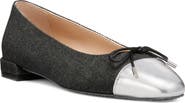 Stuart Weitzman Sleek Cap Toe Bow Flat