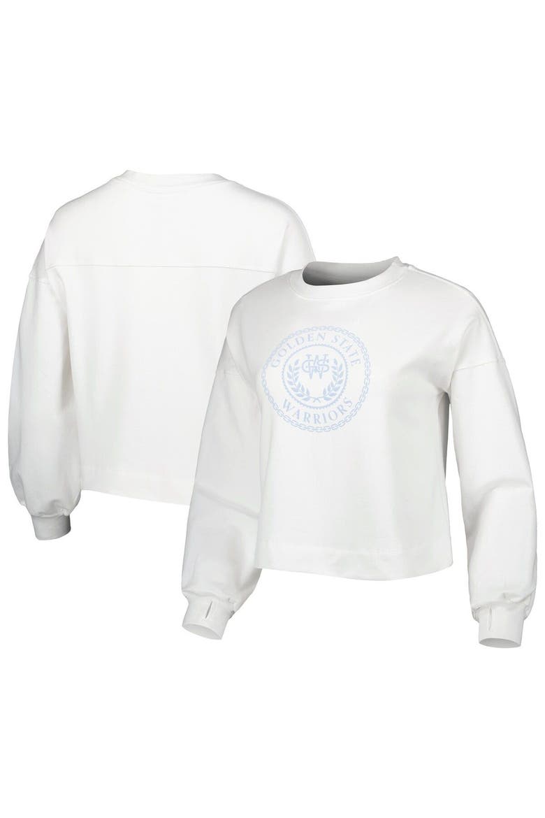 Women's Lusso White Golden State Warriors Lola Ball and Chain Pullover Sweatshirt, Main, color, White