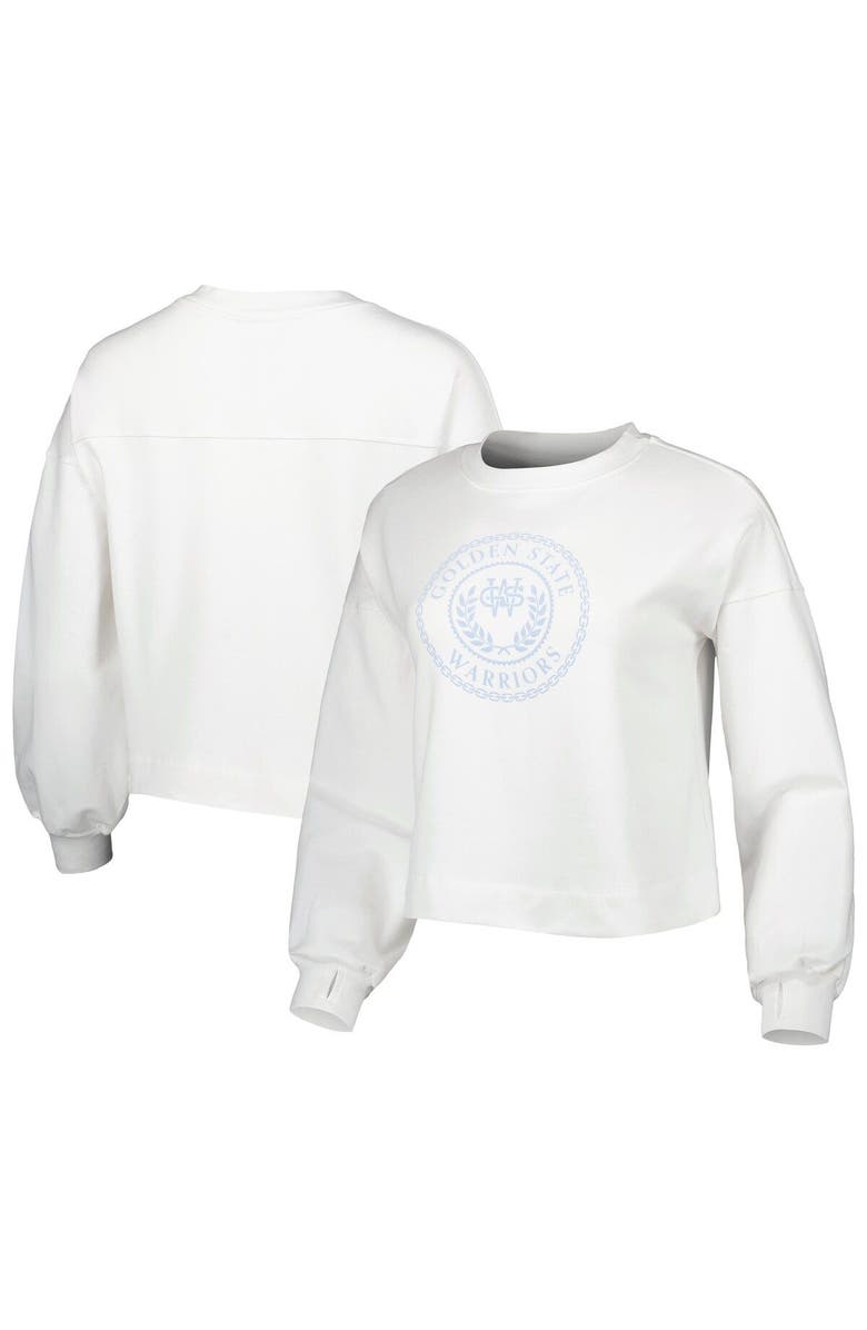 LUSSO Women's Lusso White Golden State Warriors Lola Ball and Chain Pullover Sweatshirt, Main, color, White