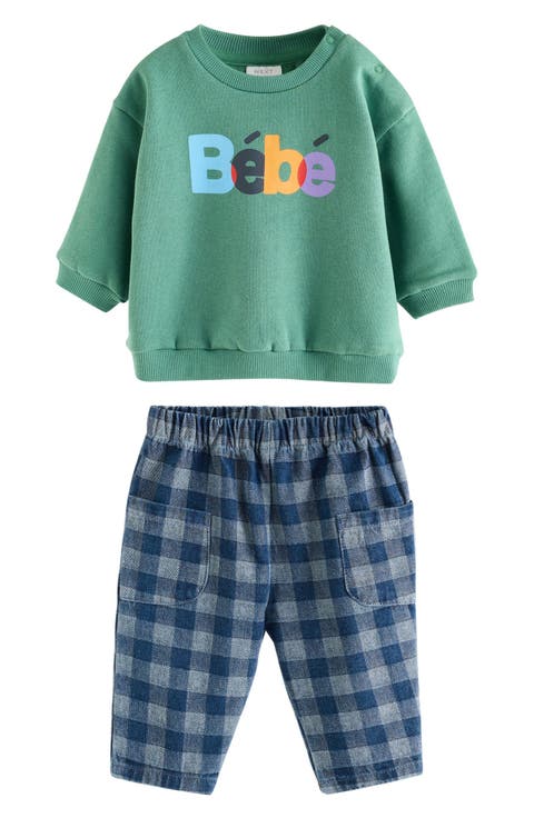 Kids' Slogan Sweatshirt and Pants Set