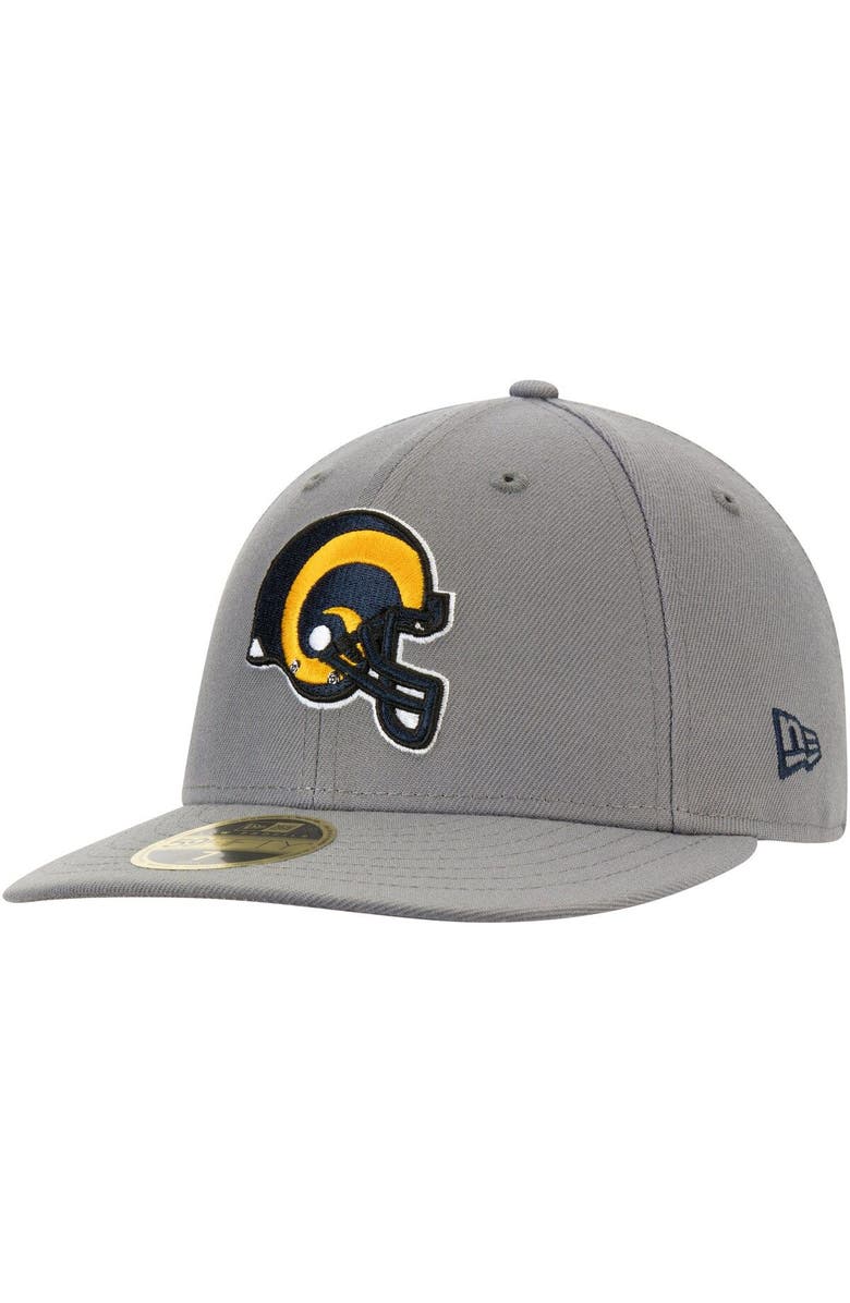 New Era Men's New Era Graphite Los Angeles Rams Throwback Logo Storm Low Profile 59FIFTY Fitted Hat, Main, color,
