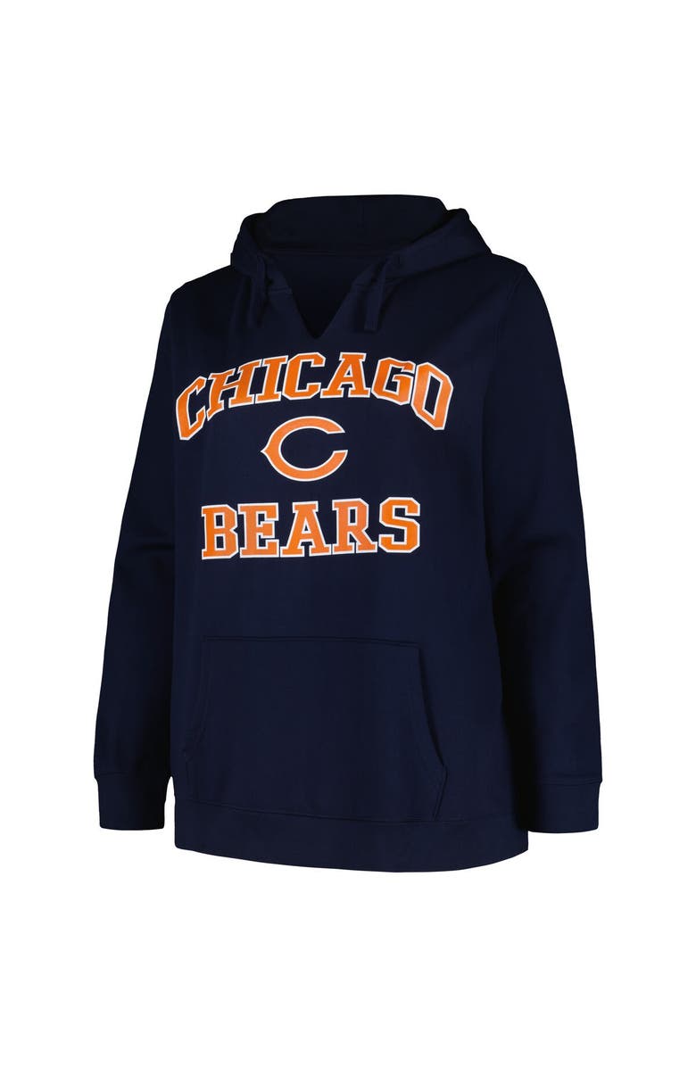 FANATICS Women's Fanatics Branded Navy Chicago Bears Plus Size Heart and Soul V-Neck Pullover Hoodie, Alternate, color, Navy