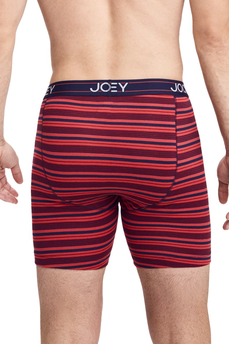 Mens Lightweight Cotton Blend 7" Long Leg Boxer Brief - 4 Pack, Alternate, color, Red Lake Stripe