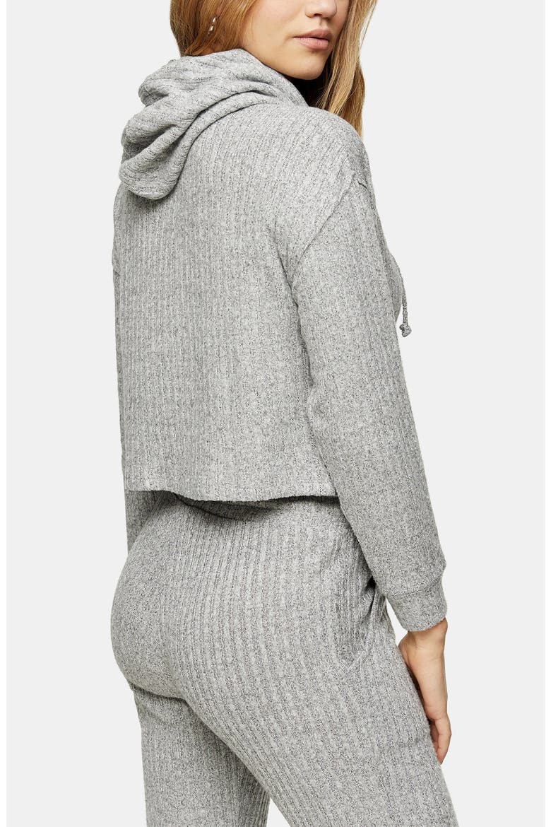 Cozy Ribbed Hoodie, Alternate, color, GREY
