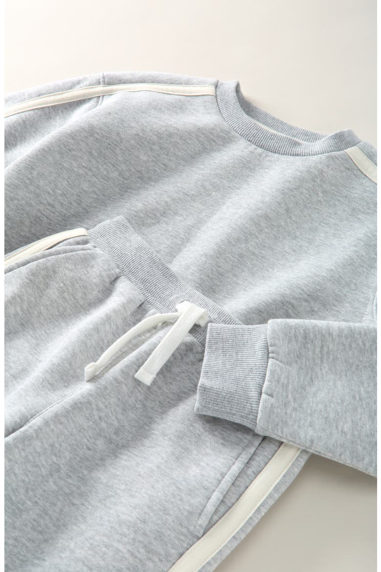 Kids' Side Stripe Crewneck Sweatshirt & Sweatpants Set, Alternate, color, GREY SOFT HEATHER