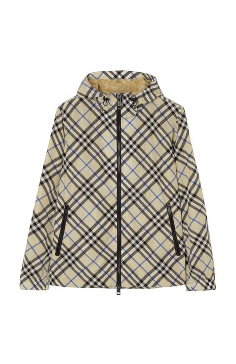 Check Nylon Hooded Jacket