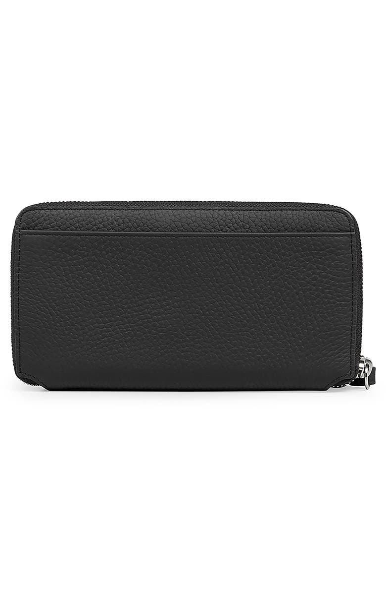 AllSaints Fetch Leather Phone Wristlet, Alternate, color, Black