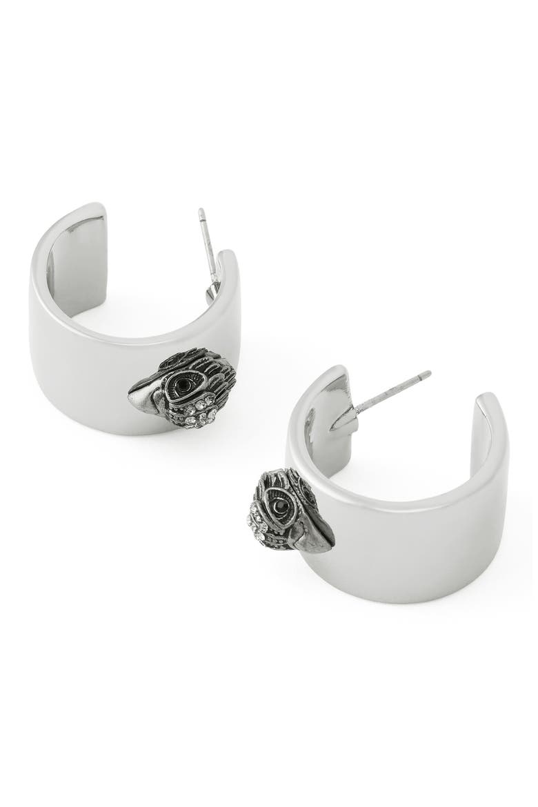 Eagle Hoop Earrings, Alternate, color, ANTIQUE SILVER