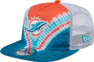 New Era Men's New Era Orange/Aqua Miami Dolphins Throwback Dye Golfer Snapback Hat