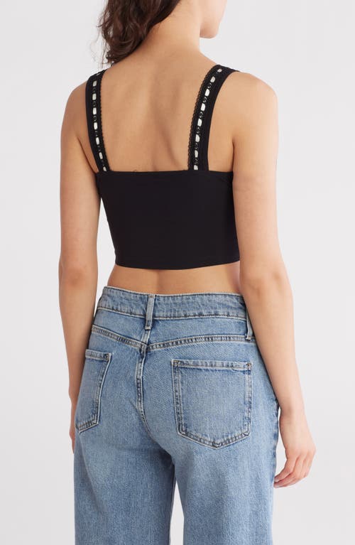 Blu Pepper Front Tie Lace Corset Tank In Black