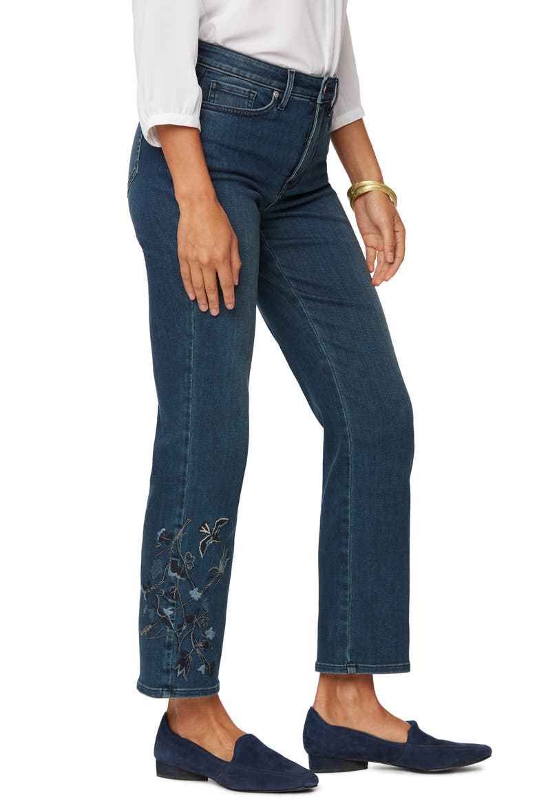 Embroidered Relaxed Ankle Straight Leg Jeans, Alternate, color, CLEAN REVERENCE