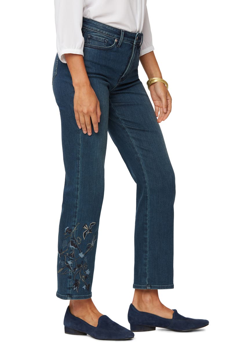 NYDJ Embroidered Relaxed Ankle Straight Leg Jeans, Alternate, color,