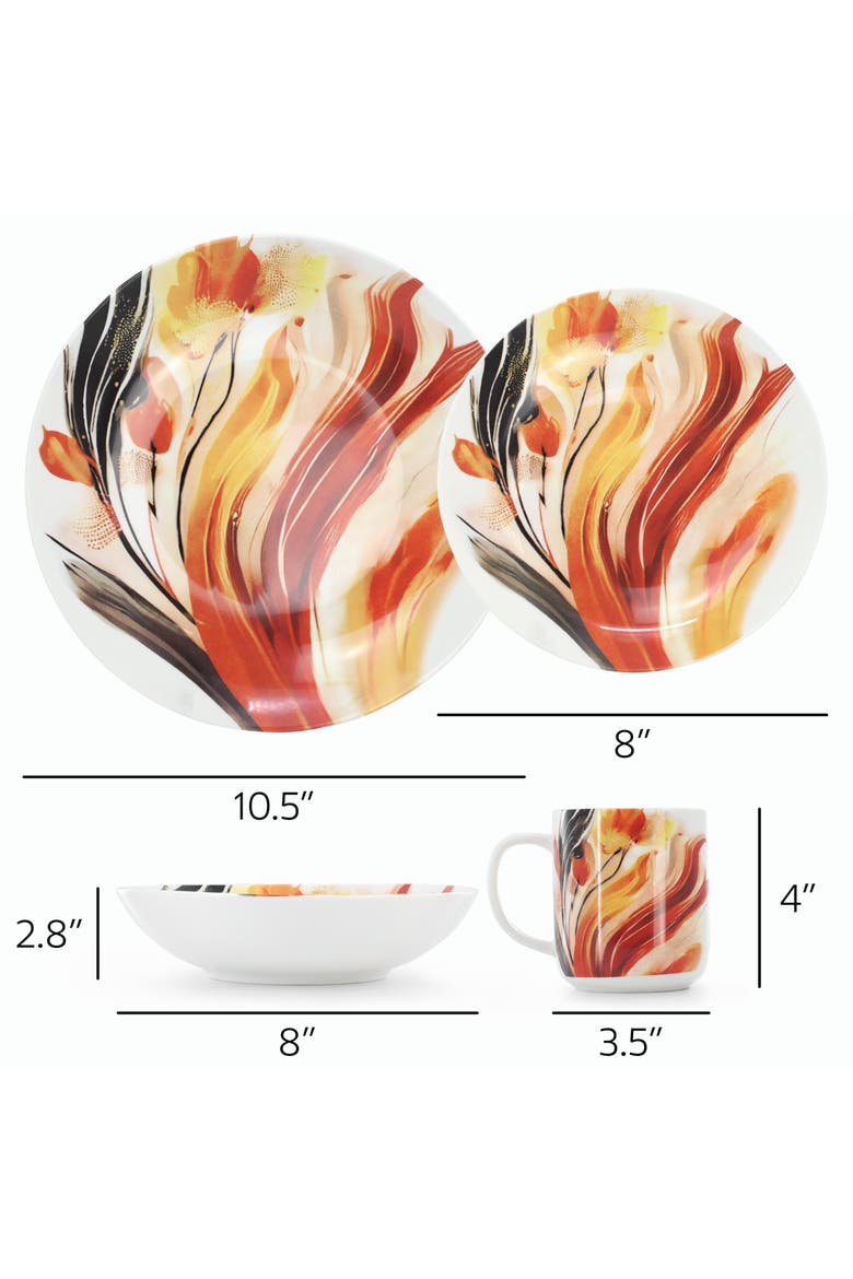 Tulip Fields 16 Piece Round Porcelain Dinnerware Set, Alternate, color, White