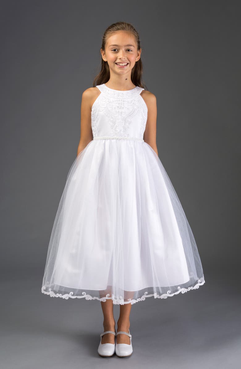 GERSON & GERSON Iris & Ivy Embroidered Sleeveless Tulle Dress, Alternate, color, 