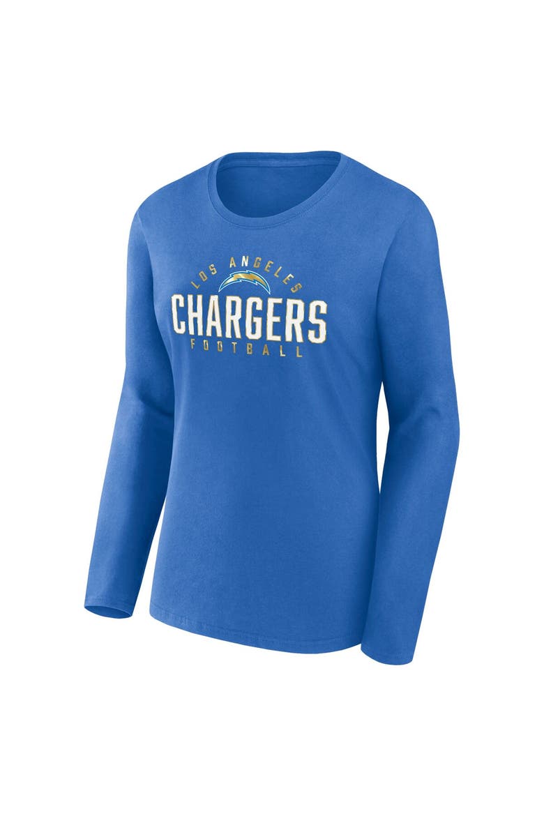 Women's Fanatics Branded Powder Blue Los Angeles Chargers Plus Size Foiled Play Long Sleeve T-Shirt, Alternate, color, Powder Blue