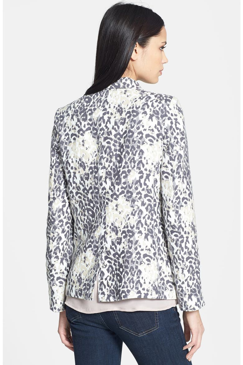 'Mehira' Animal Print Linen Blazer, Alternate, color, STEEL