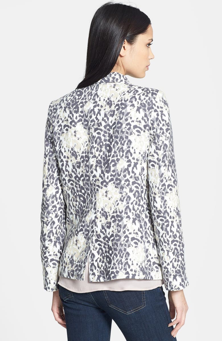 Joie 'Mehira' Animal Print Linen Blazer, Alternate, color, Steel