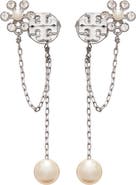 Tory Burch Kira Faux Pearl Chain Linear Earrings
