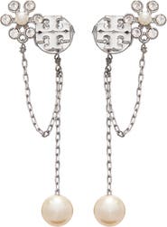 Tory Burch Kira Faux Pearl Chain Linear Earrings