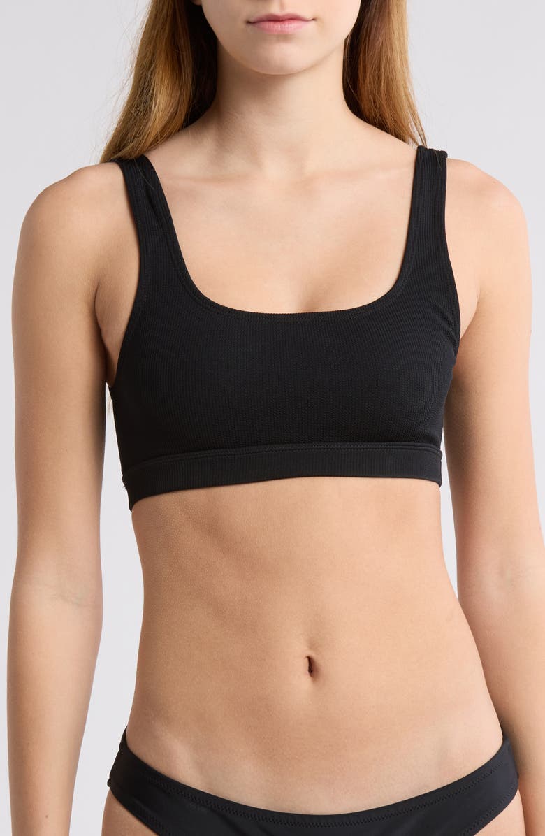 Topshop Crop Rib Bikini Top, Main, color, Black