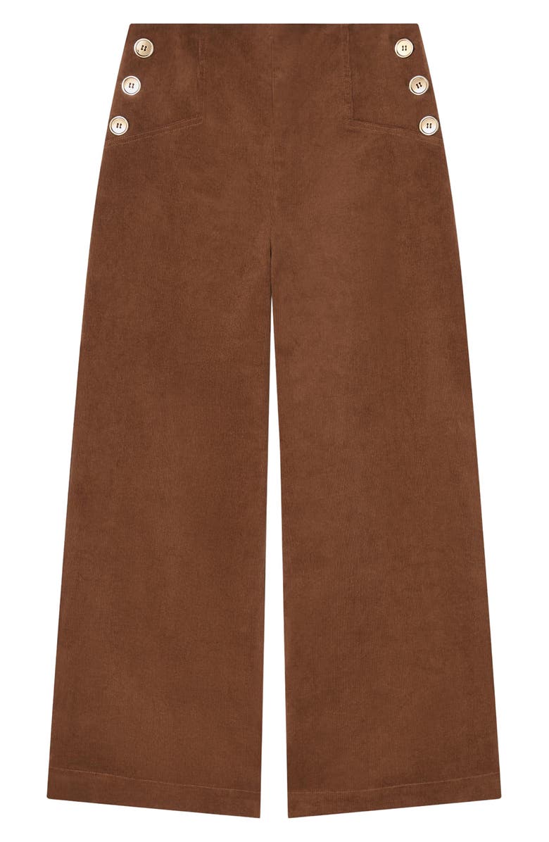 LK Bennett Hans Wide Leg Corduroy Pants, Alternate, color, Chocolate