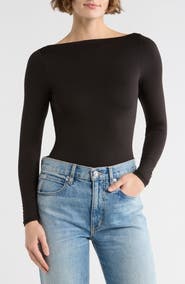 Naked Wardrobe Bare Boat Neck Long Sleeve Top