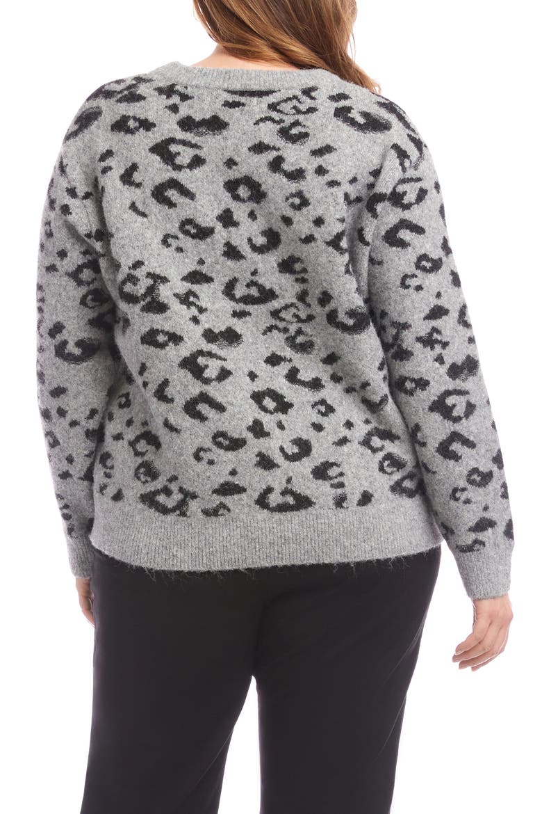 Metallic Leopard Crewneck Sweater, Alternate, color, GRAY W/ BLACK