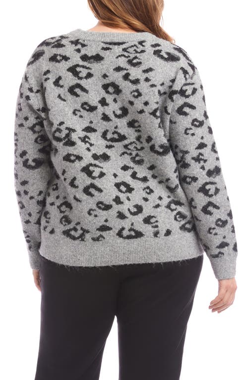 Karen Kane Plus Size Metallic Animal Print Crewneck Sweater In Multi
