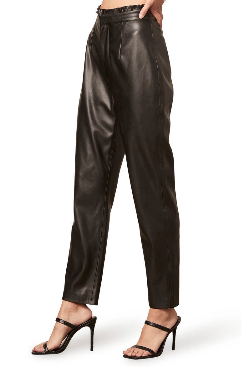BB Dakota LA Woman Paperbag Waist Faux Leather Pants, Alternate, color, BLACK