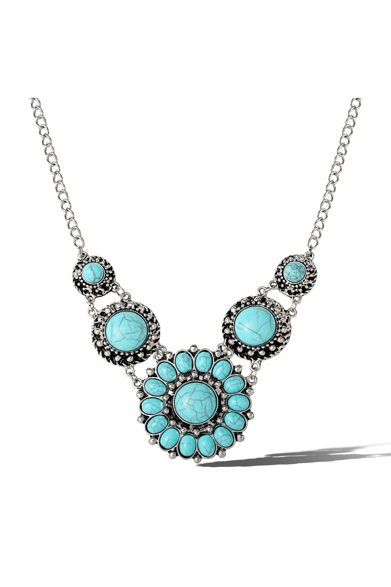 Turquoise Statement Necklace, Main, color, Silver, Turquoise