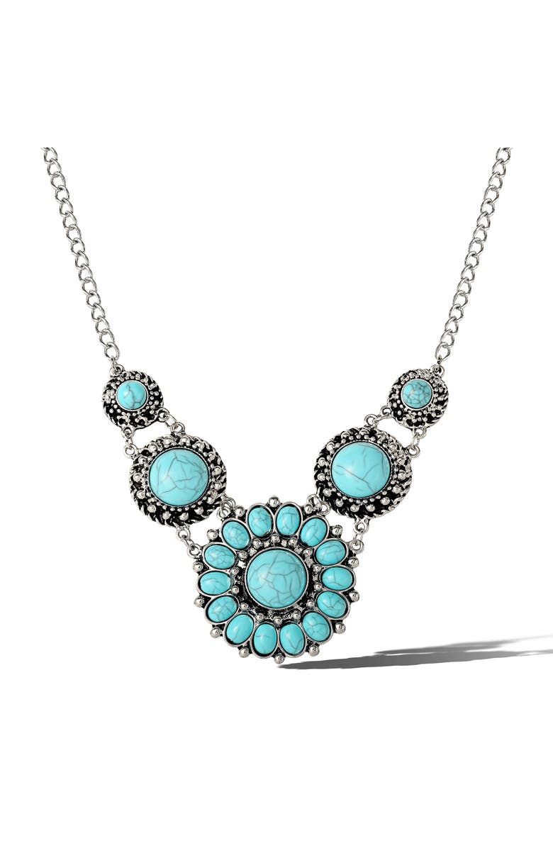 Jessica Simpson Turquoise Statement Necklace, Main, color, Silver, Turquoise