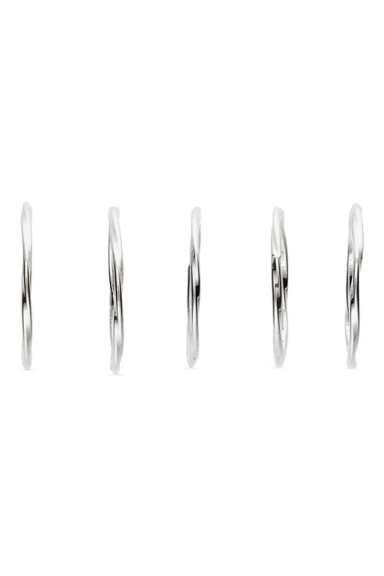 Set of 5 Demi Fine Stacking Rings, Alternate, color, STERLING SILVER PLATED