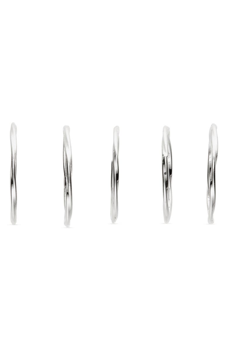 Nordstrom Set of 5 Demi Fine Stacking Rings, Alternate, color, Sterling Silver Plated